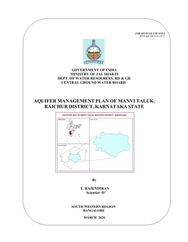 Aquifer Management Plan of Manvi Taluk, Raichur District, Karnataka State