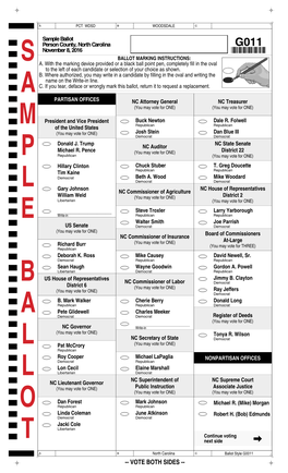 G0011* Ballot Marking Instructions: |A