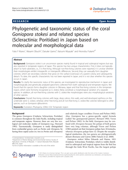 Phylogenetic and Taxonomic Status of the Coral