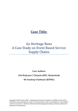 Go Heritage Runs a Case Study on Event Based Service Supply Chains