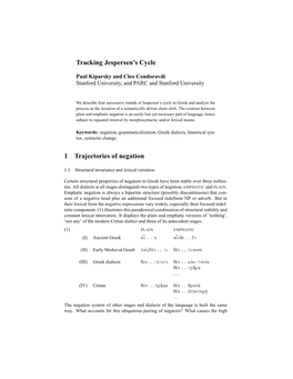 Tracking Jespersen's Cycle