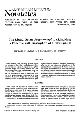 AMERICAN MUSEUM Norntates PUBLISHED by the AMERICAN MUSEUM of NATURAL HISTORY CENTRAL PARK WEST at 79TH STREET, NEW YORK, N.Y