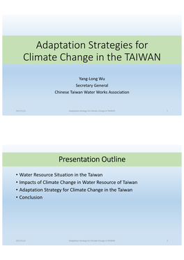 Adaptation Strategies for Climate Change in the TAIWAN