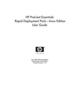 HP Proliant Essentials Rapid Deployment Pack—Linux Edition User Guide