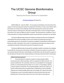 The UCSC Genome Bioinformatics Group: Opening the Human Genome for Exploration