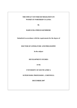 The Impact of Forced Migration on Women in Northern Uganda