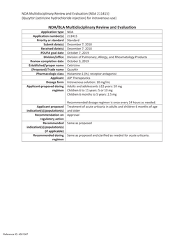 NDA/BLA Multidisciplinary Review and Evaluation