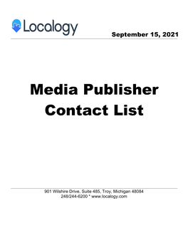 Media Publisher Contact List