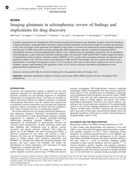 Imaging Glutamate in Schizophrenia: Review of Findings and Implications for Drug Discovery