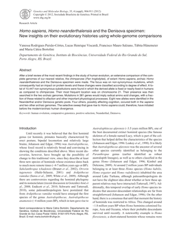 Homo Sapiens, Homo Neanderthalensis and the Denisova Specimen: New Insights on Their Evolutionary Histories Using Whole-Genome Comparisons