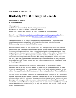 Black July 1983: the Charge Is Genocide