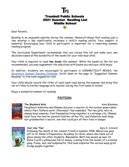 Please Click on This Link for the Complete Middle School Reading List