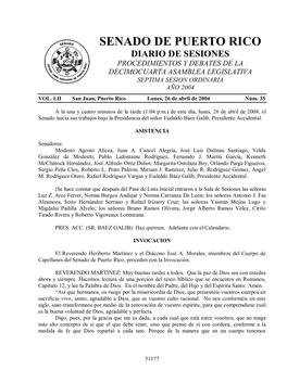 Procedimientos Y Debates De La Decimocuarta Asamblea Legislativa Septima Sesion Ordinaria Año 2004 Vol