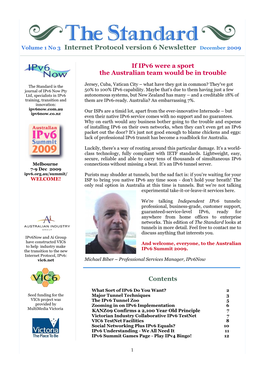 Volume 1 No 3 Internet Protocol Version 6 Newsletter December 2009