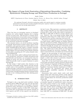 The Impact of Large Scale Penetration of Intermittent Renewables: Combining Hydroelectric Pumping Storage and Wind Power Production in Portugal