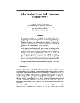 Using Random Forests in the Structured Language Model