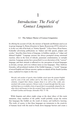 Introduction: the Field of Contact Linguistics