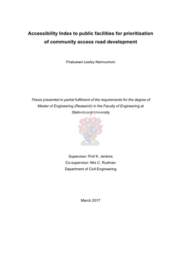 Accessibility Index to Public Facilities for Prioritisation of Community Access Road Development