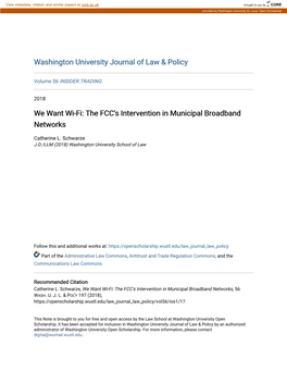 The FCC's Intervention in Municipal Broadband Networks