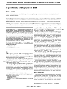 Hepatobiliary Scintigraphy in 2014