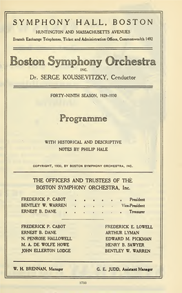 Boston Symphony Orchestra Concert Programs, Season 49,1929-1930