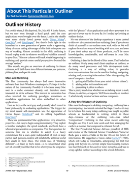 Outliner History About This Particular Outliner by Ted Goranson, Tgoranson@Atpm.Com