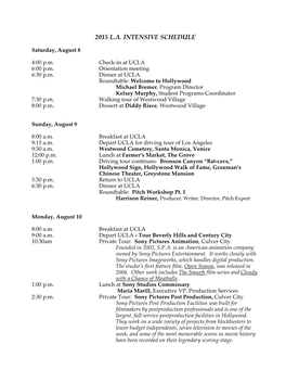 LA Intensive 2015 Schedule FINAL