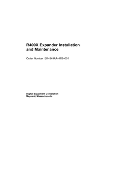 R400X Expander Installation and Maintenance