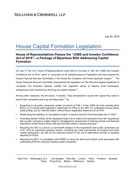 House Capital Formation Legislation