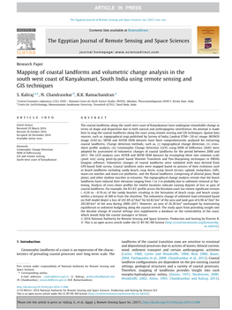 Mapping of Coastal Landforms and Volumetric Change Analysis in the South West Coast of Kanyakumari, South India Using Remote Sensing and GIS Techniques ⇑ S