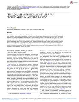 “Enclosures with Inclusion” Vis-À-Vis “Boundaries” in Ancient Mexico