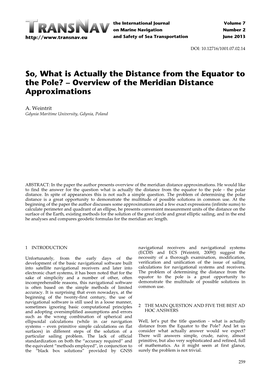 So, What Is Actually the Distance from the Equator to the Pole? – Overview of the Meridian Distance Approximations