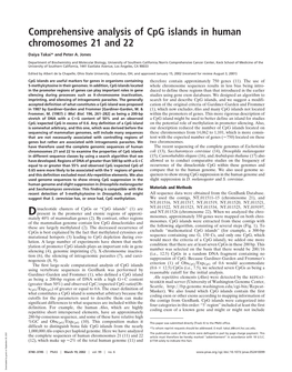 Comprehensive Analysis of Cpg Islands in Human Chromosomes 21 and 22