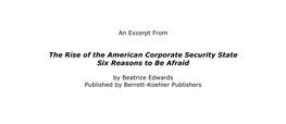 The Rise of the American Corporate Security State Six Reasons to Be Afraid