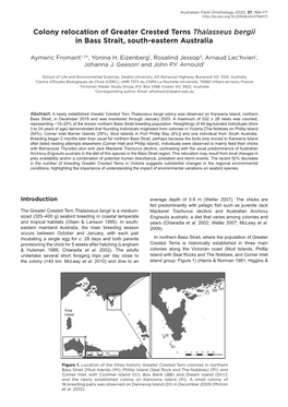 Colony Relocation of Greater Crested Terns Thalasseus Bergii in Bass Strait, South-Eastern Australia