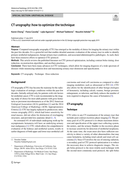 CT Urography: How to Optimize the Technique