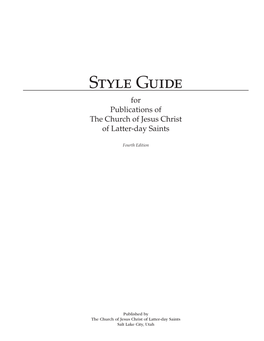 Style Guide for Publications of the Church of Jesus Christ of Latter-Day Saints