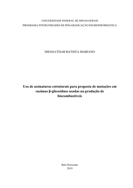 Uso De Assinaturas Estruturais Para Proposta De Mutações Em Enzimas Β-Glicosidase Usadas Na Produção De Biocombustíveis