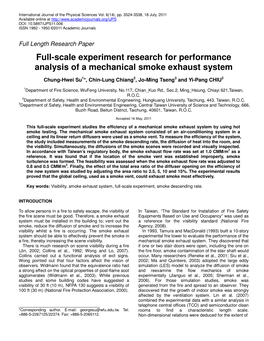 Full-Scale Experiment Research for Performance Analysis of a Mechanical Smoke Exhaust System