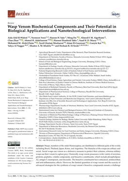 Wasp Venom Biochemical Components and Their Potential in Biological Applications and Nanotechnological Interventions