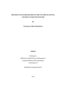 The Impact of Globalization on the Culture of Silence, and the I-Taukei Youth in Fiji