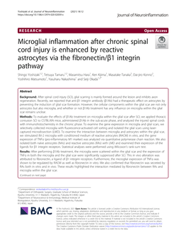 Microglial Inflammation After Chronic Spinal Cord Injury Is Enhanced By