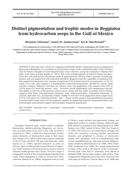 Distinct Pigmentation and Trophic Modes in Beggiatoa from Hydrocarbon Seeps in the Gulf of Mexico