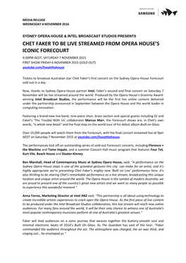 Chet Faker to Be Live Streamed from Opera