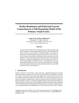 Ocular Dominance and Patterned Lateral Connections in a Self-Organizing Model of the Primary Visual Cortex