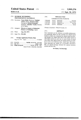 United States Patent (19) 11, 3,909,270 Kishi Et Al