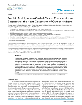 Nucleic Acid Aptamer-Guided Cancer Therapeutics and Diagnostics: The