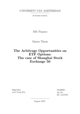 The Arbitrage Opportunities on ETF Options: the Case of Shanghai Stock Exchange 50