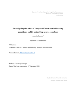 Investigating the Effect of Sleep on Different Spatial Learning Paradigms and Its Underlying Neural Correlates