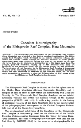 Conodont Biostratigraphy of the Elbingerode Reef Complex, Harz Mountains